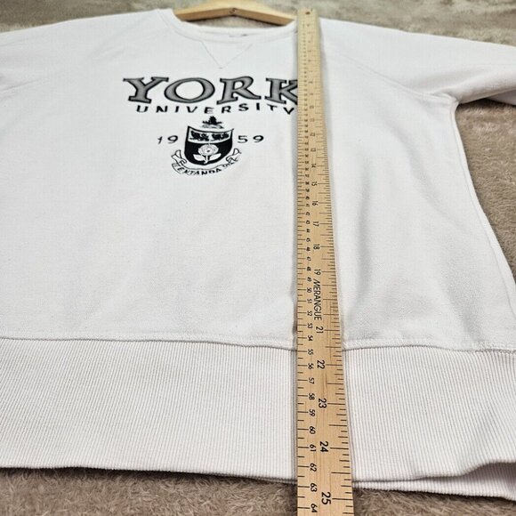 York University Sweatshirt Embroidered Crest Logo White Long Sleeve Womens Sz L - Picture 5 of 10